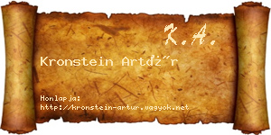 Kronstein Artúr névjegykártya